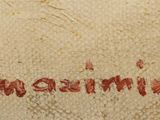 a red writing on the wall of a building
