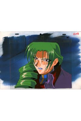 an image of a painting of a man with green hair
