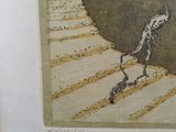 a picture of a man walking up a set of stairs