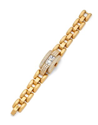 an 18k yellow gold and diamond bracelet watch, by cartier