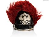 a helmet with a red mohawk on it