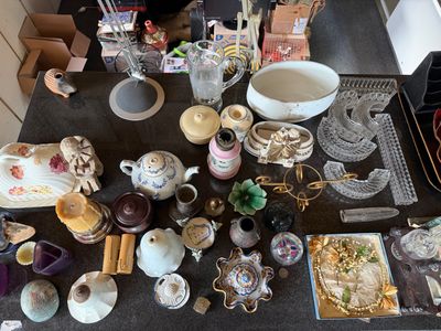 a table with a lot of different items on it