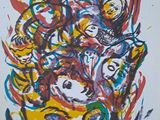 une image représentant un tableau sur lequel figure un groupe de personnes sur fond blanc