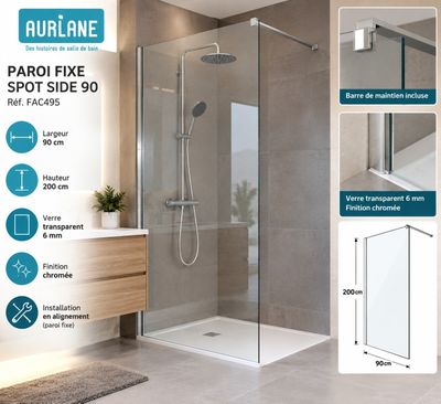 une image représentant une salle de bains avec une douche et un lavabo
