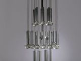 a close up of a chandelier hanging from a ceiling