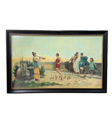 tableau représentant un groupe de personnes jouant au croquet