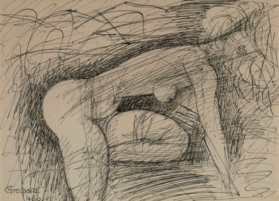 drawing of a woman sitting on a couch with a cat in her lap