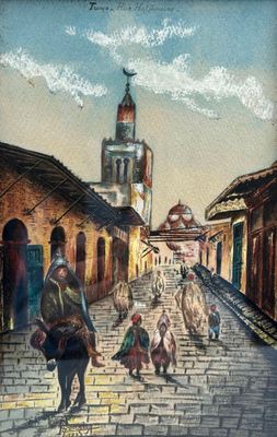 GONTHIEZ. R. GONTHIEZ (XX°) "Tunis, Rue Halfaouine"