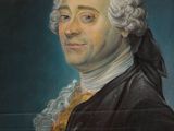 portrait d'un homme vêtu d'un manteau noir et d'un gilet rouge