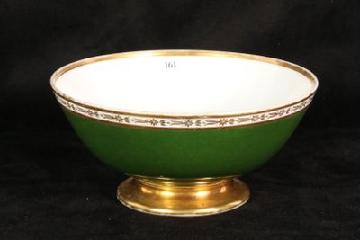 an image of a green and white bowl with gold trim