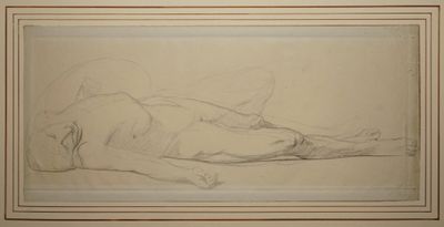 GÉRÔME Jean-Léon, attribué à, Guerrier étendu, Dessin au cra… - Photo 1