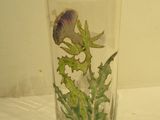 un verre contenant une fleur, posé sur une table