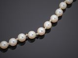 a cultured pearl and diamond necklace