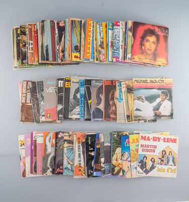 Lot d'environ 87 vinyles 33 tours variété française, rock 70…