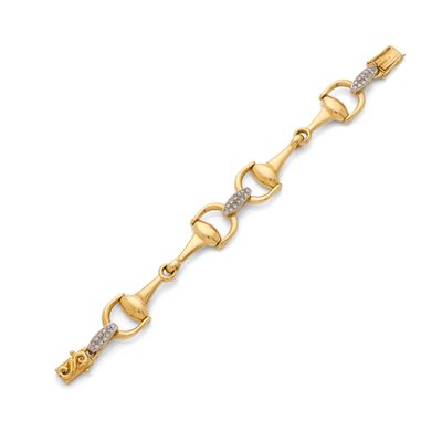 14k yellow gold and diamond link bracelet