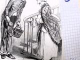 un dessin représentant un homme et une femme en train de discuter