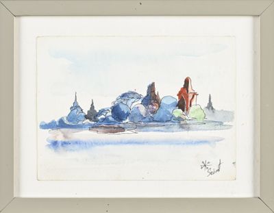 une image représentant une aquarelle représentant un paysage