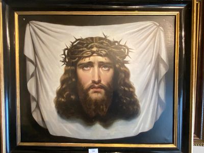 a painting of jesus with a crown of thorns on his head