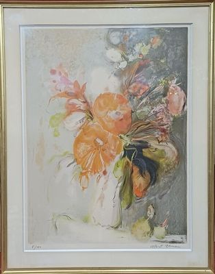 Albert DEMAN (1929-1996) "Nature morte au bouquet de fleurs …