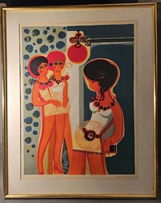 une photo d'un tableau représentant une femme et un homme