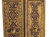 pair of antique brass bookends with geometric designs