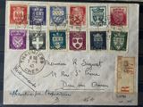 an old postcard with a lot of stamps on it