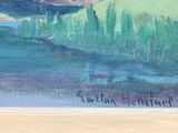 a picture of a painting of a river in the middle of a field
