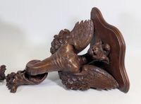 Paire de consoles d'appliques d'angle en bois naturel sculpt… (photo 2)