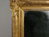 an ornate gold framed mirror with a bird on top of it
