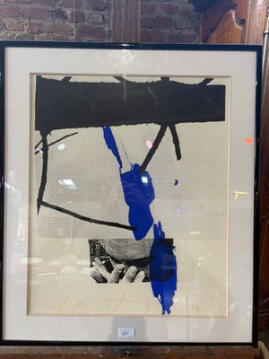 painting of a person hanging from a tree branch in a room