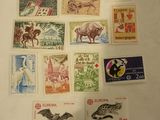 a picture of a collection of stamps on a table