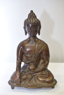 BOUDDHA assis méditant en bronze. - Photo 1
