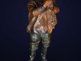 statue en bronze représentant un homme tenant un chien dans ses bras