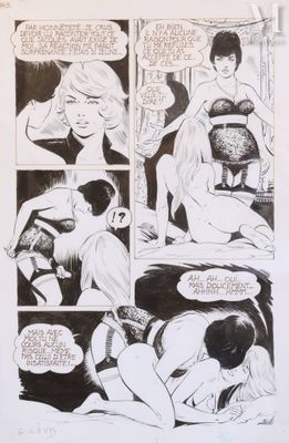 une image tirée d'une bande dessinée représentant un homme et une femme en train de s'embrasser