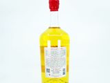 bottle of yellow liquid with a red cap on a white background
