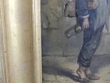a picture of a painting of a boy holding a baseball bat