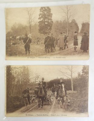 deux vieilles photos en noir et blanc représentant des personnes et des animaux dans un champ