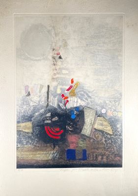 a picture of a painting of a man and a woman on a boat
