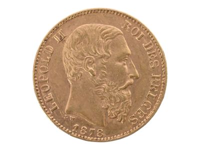 Pièce de 20 francs or Leopold II, Roi des Belges, 1878. Peti… - Photo 1