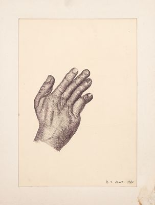 une image représentant un dessin d'une main tenant quelque chose dans sa main droite
