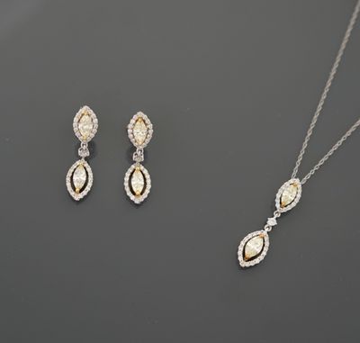 Demi parrure en or gris 18K 750 millièmes et or bicolore, co…