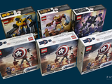 four boxes of legos that have captain america and iron man on them