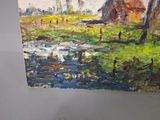 a painting on the wall of a room with a painting on it
