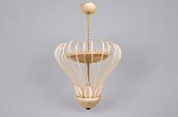 MURANO. Lustre corbeille à filaments de verre sur base en dô…