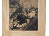 un vieux livre sur lequel figure le dessin d'un homme et d'une femme endormis sur un lit