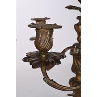PAIRE DE CANDELABRES LOUIS XV en bronze patiné à 5 lumières. (photo 3)