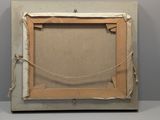 an old picture frame with a rope hanging from it ' s sides