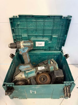 a green tool box with two tools inside of it
