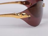the sunglasses are shiny and shiny with gold accents on them