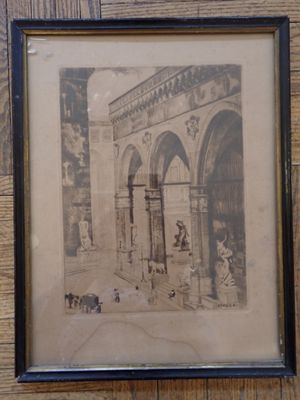 Ecole fin XIXe siècle, Vue de Florence, Gravure sur papier.